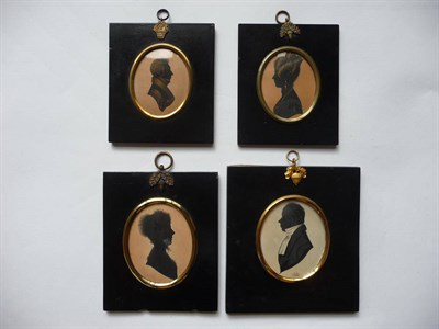 Lot 78 - English School (19th century): Portrait Silhouette of a Lady, facing left, wearing gold...