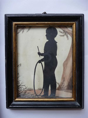 Lot 97 - English School (19th century): Portrait Silhouette of a Lady, standing, full length, wearing period