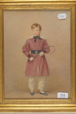 Lot 112 - ...Hageman (19th century) Portrait of a young boy, standing full length, wearing a pink coat, white