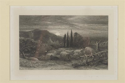 Lot 118 - After Samuel Palmer (19th century) "The Rising Moon or An English Pastoral" Black and white...