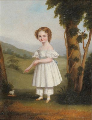 Lot 121 - Follower of Alfred Edward Chalon RA (early 19th century) Portrait of a child, standing, wearing...