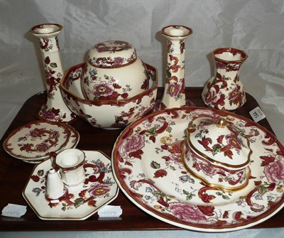 Lot 144 - Ten pieces of red Mandalay pattern china