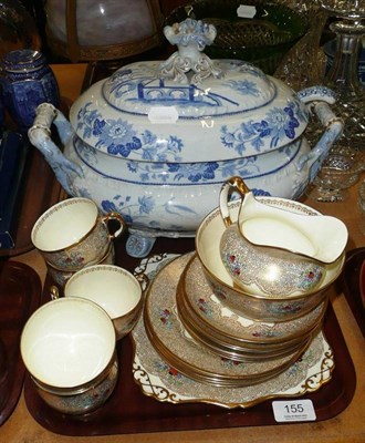 Lot 155 - Victorian large tureen, cover, ladle and tea wares