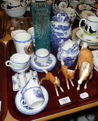 Lot 164 - Three Beswick horses, teaspoons, miniature tea set etc