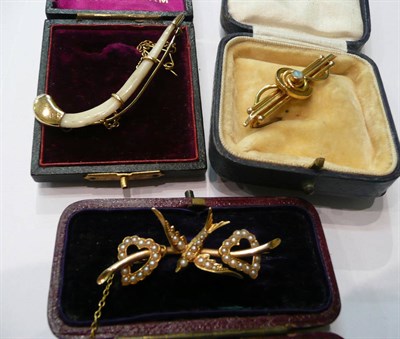 Lot 179 - Three Victorian gold and yellow metal brooches