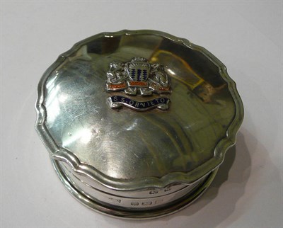 Lot 196 - A George V silver pin box, the cover set with Australian coat of arms and SS Orvieto,...