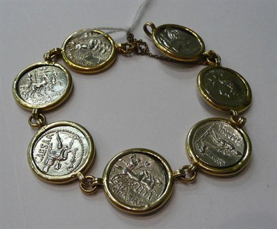 Lot 203 - A Bulgari type 'Ancient Coin' bracelet