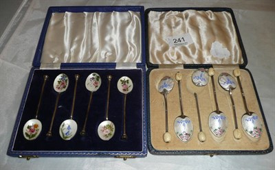 Lot 241 - Two cases of enamel spoons (a.f.)