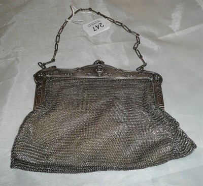 Lot 247 - A silver mesh evening bag, import marks for London 1912