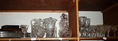 Lot 250 - Plated oval gallery tray, plated entree dish and cover, flatwares, cut glass decanters and...