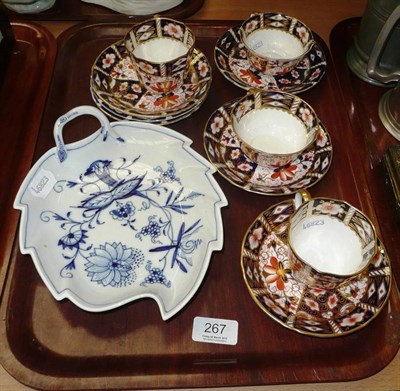 Lot 267 - Royal Crown Derby cups and saucers and a German dish