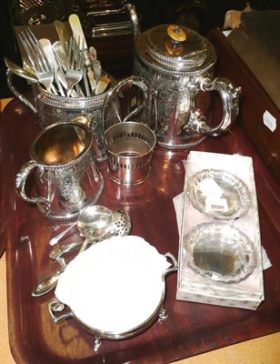 Lot 286 - A quantity of EPNS including teapot, jugs, cutlery sets (cased) etc