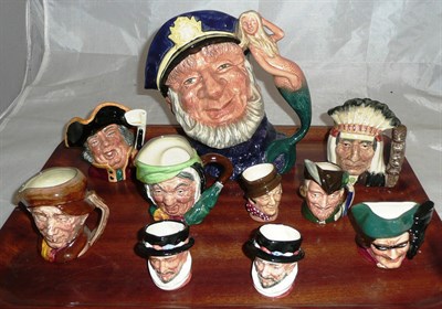 Lot 296 - A Royal Doulton large character jug 'Old Salt', four small Royal Doulton jugs and five Royal...