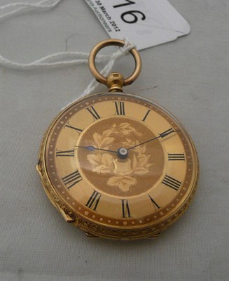 Lot 316 - A lady's fob watch stamped '18 carat'