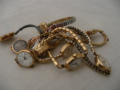 Lot 331 - Nine lady's wristwatches, cases stamped 375