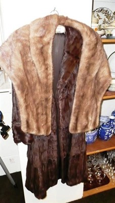 Lot 373 - A fur coat and a stole