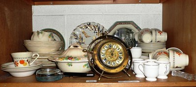 Lot 375 - A collection of assorted decorative ceramics including Royal Doulton Minden, a brass capstan clock