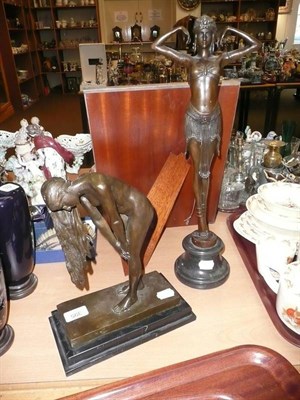 Lot 395 - Two modern bronzes of Art Nouveau style ladies