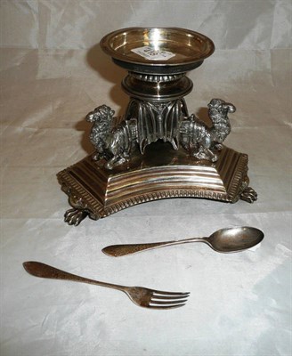 Lot 418 - An Elkington plate centrepiece base and a silver Christening spoon and fork