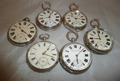 Lot 430 - Six silver open faced pocket watches