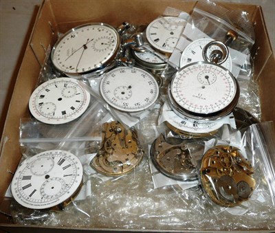 Lot 438 - A quantity of chronograph pocket watch movements and an Omega chrome stopwatch