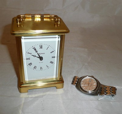 Lot 445 - A carriage timepiece and a stainless steel wristwatch signed Seiko Bell-matic