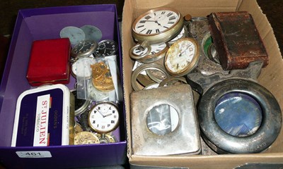 Lot 461 - A quantity of military pocket watches (a.f.), and travelling clocks and silver mounted cases