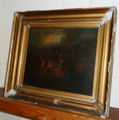 Lot 550 - A gilt framed oil of dogs