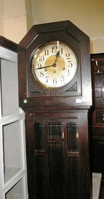 Lot 591 - A circa 1930s oak cased longcase clock