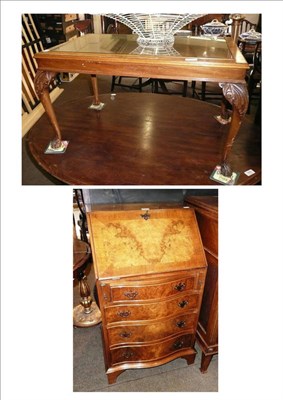 Lot 608 - Reproduction walnut bureau and a coffee table (2)