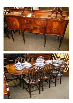 Lot 621 - A reproduction mahogany twin pedestal dining table, a set of eight dining chairs and a...