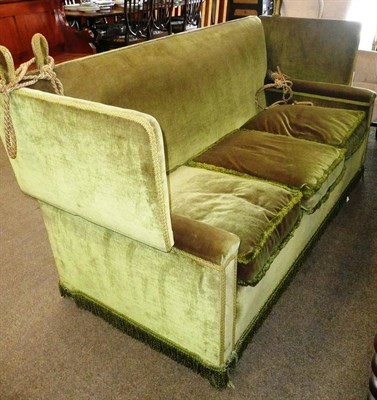 Lot 639 - Three seater Knole settee with green upholstery