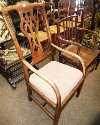 Lot 644 - Two country kitchen armchairs