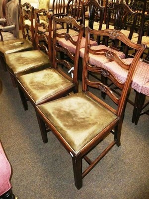 Lot 651 - Four 19th century mahogany ladder back chairs (2+2)