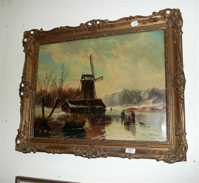Lot 781 - Oil, winter riverscape with skaters, signed Dodson 1882 (a.f.)
