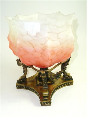 Lot 61 - A St Pancras table lamp with glass shade (Railway Hotel)