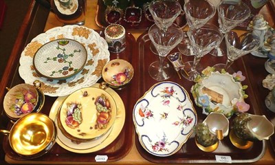 Lot 88 - Six Waterford crystal wine glasses, a Derby oval dish, a Meissen plate, Spode, Aynsley Orchard Gold