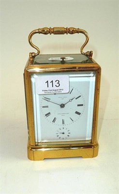 Lot 113 - Brass mounted French carriage clock