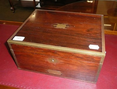 Lot 141 - 19th century rosewood and brass bound hinged box