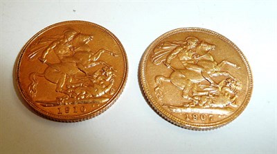 Lot 147 - Two full sovereigns, 1907 and 1910