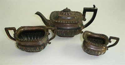 Lot 195 - A three piece silver teaset