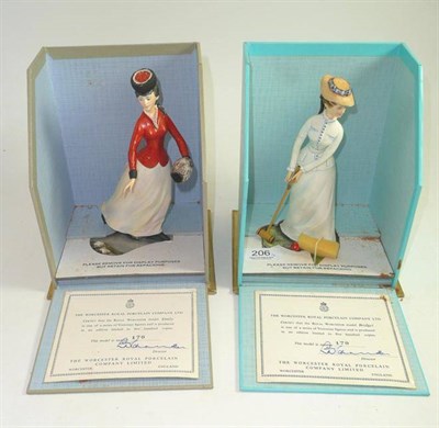 Lot 206 - Two Royal Worcester porcelain figures; 'Bridget' and 'Emily'