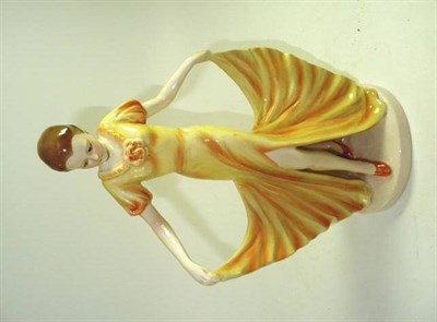 Lot 219 - An Art Deco figure of a dancer, earthenware, in the manner of Goldscheider, unmarked, 32cm