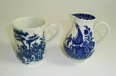 Lot 249 - First period Worcester sparrow beak jug and a mug