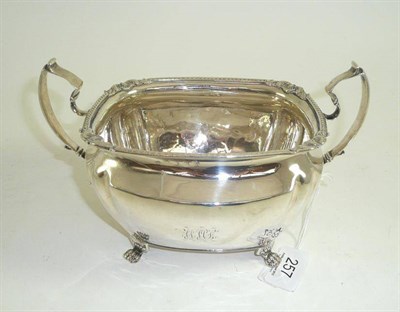 Lot 257 - An Irish George IV silver sugar bowl, Richard Garde (of Cork), Dublin 1828, the bellied oblong bowl