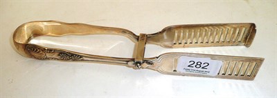 Lot 282 - Pair of silver asparagus tongs