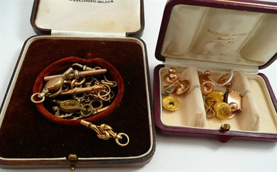 Lot 291 - Assorted buttons, studs, T-bars, watch keys etc