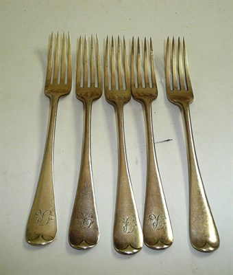 Lot 293 - A set of five silver dessert forks