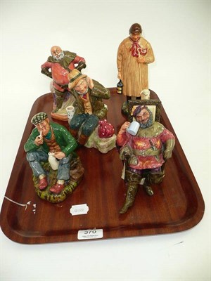 Lot 370 - Five Royal Doulton figures, 'Ould William', 'The Foaming Quart', 'The Wayfarer', 'The Shepherd'...