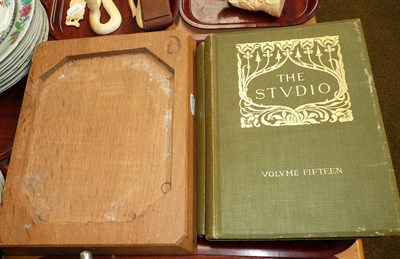 Lot 378 - An Acorn Industries chopping board (lacking inset) and two volumes of ";The Studio"